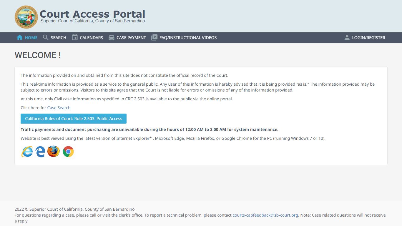 Public Portal - Superior Court of California, County of San Bernardino